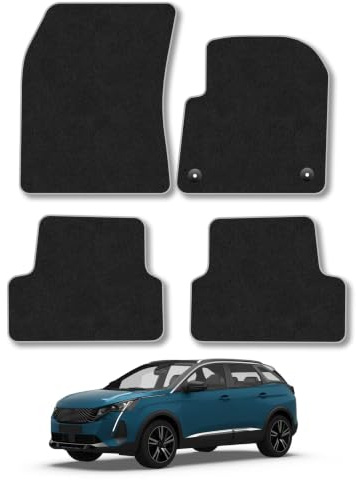Peugeot 3008 (2016-2024) Carpet Car Mats | Grey Edge Trim Tailored Fit Floor Mats Full Coverage Protection Accessories Easy Clean Anti Slip Made in the UK