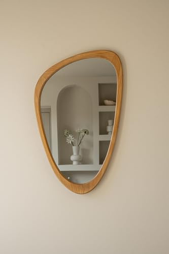 Indore Home – Spiegel – organische Form – asymmetrisch – Wandspiegel – 80 cm – Holz
