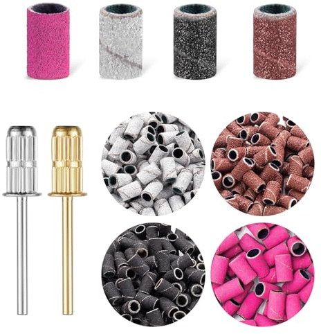 200 PCS Sanding Bands For Nail Drill, Nail Sanding Bands 80#120#180#240#Grit, With 2 Pcs Nail Drill Bits, For Grinding, Polishing, Manicure