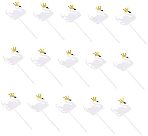 Veemoon 15 Stück Schwan Cupcake Topper – Elegante Kuchen Deko Für Mädchengeburtstag - Hochzeit - Braut Und Dusche Perfekt Für Festliche Anlässe Und Süße Desserts