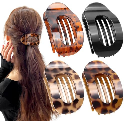 Tumurup Pince à Cheveux Plate – 4 PcsPince Cheveux Plate, Léger & Anti-Dérapant, Hair Clip pour Cheveux Épais & Fins, Élégantes Hair Clip pour Tous les Jours, Sport, Conduite