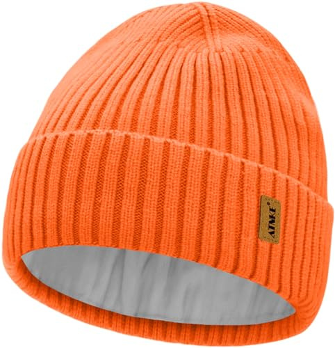 ATNKE Strick Beanie Mütze für Herren und Damen, Winter Weiche Bündchen Wollig Dehnbar Dick Warm Fleece Gefüttert Totenkopf Mütze Alltags Geschenke