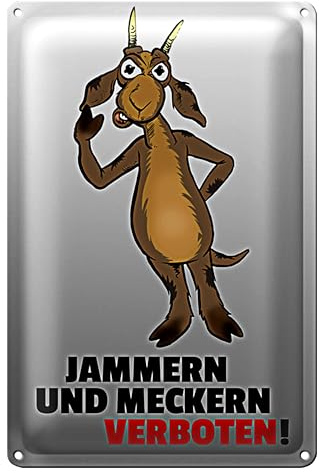 Lustiges Ziegen-Schild | 'Jammern und Meckern Verboten!' | Ideal für Büros und Zuhause | Humorvolles Dekoschild | 12 cm x 18 cm