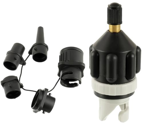 HUAREW Adattatore per Pompa di SUP, Adattatore per Kayak, Convertitore di Valvola d'Aria Multifunzionale Gonfiabile con 4 Ugelli per Tavola da Surf, Paddle, Kayak, Gommoni, Barche da Pesca