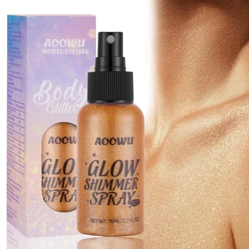 AOOWU Glitzerspray für Haare & Körper Schimmer | Festival-Body-Glitter für Halloween und Karneval, funkelnd