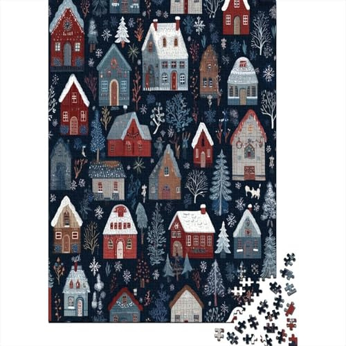 Skandinavisches Weihnachtsdorf-Muster Puzzle 1000 Teile Für Erwachsene, Lernspiele, Heimdekoration38x26cm/1000pcs