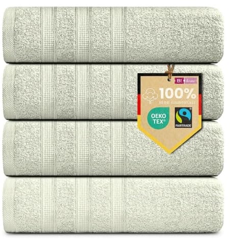 B!HOME 4er Set Premium Handtücher [100% Baumwolle] 50x100 cm, hellgrün | Handtücher Weich, Saugstark & Pflegeleicht / Handtuch Perfekt für Bad, Gym & Reisen