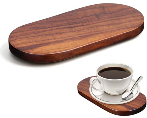 iplusmile Oval Wooden Display Stand Base (16x8cm) - Solid Wood Plinth Riser for Crystals, Action Figures & Miniatures - Elegant Walnut Finish Pedestal Tray for Home Decor, Bonsai & Collectibles