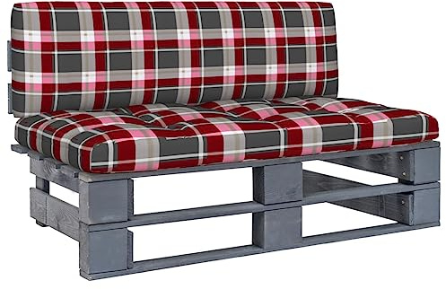 YunCangg Outdoor-Mittelsofa Paletten aus imprägniertem Kiefernholz, Grau, 110x65x55 cm, mit Kissen, für Garten, Terrasse und Balkon, robust und modular
