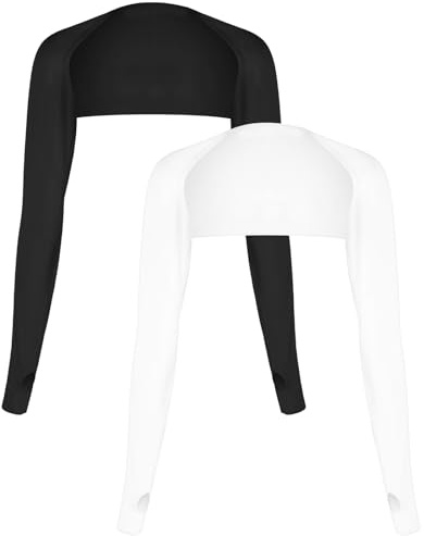 Bolero - 2 scaldamuscoli protettivi per braccia da donna, in seta di ghiaccio, scaldamuscoli per le ascelle, scaldacollo, polsini con fori per le dita, per golf, equitazione, corsa, attività