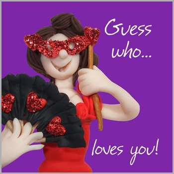 Holy Mackerel guess who loves you funny Valentines day card - designed by artist Erica Sturla - 15cm square and blank inside for your message - made in the UK