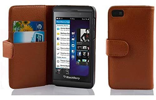 Cadorabo Hülle kompatibel mit für BlackBerry Z10 Handyhülle aus Premium Kunst Leder Flip Klappbare Stoßfeste Magnetische [Standfunktion] [Kartenfächern] Cover Hülle für BlackBerry Z10 Tasche in Braun