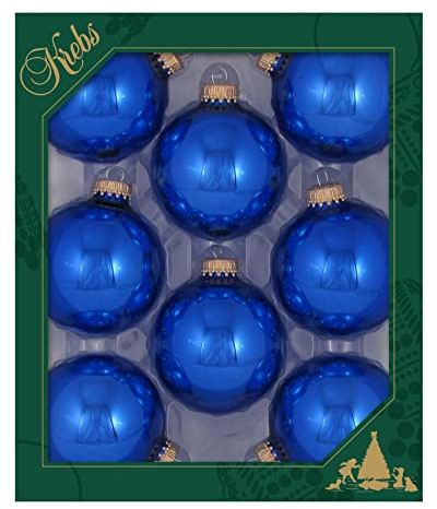 Weihnachten von Krebs Victoria 2 5/20,3 cm Kugeln mit Gold Krone Kappen (8), blau