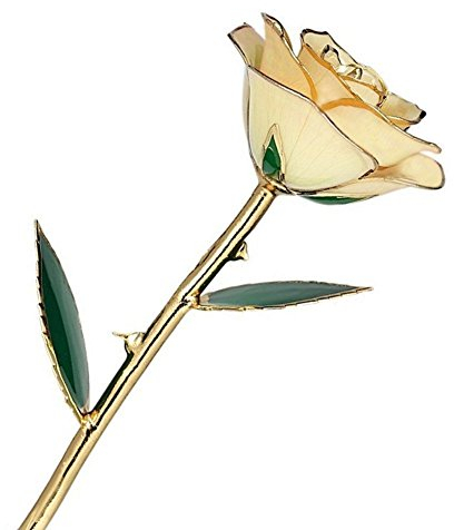 zjchao Amour Éternellement 24K Doré Réel Rose, de l'amour Noel Idee Femme Maman Rose Eternelle Fleurs Artificielles (Blanc)