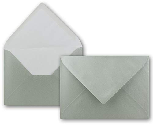 Metallic Briefumschläge in Silber Metallic - 25 Stück - metallisch-glänzende DIN C5 Kuverts 22,9 x 16,2 cm - Nassklebung ohne Fenster - Weihnachten, Grußkarten - Serie FarbenFroh