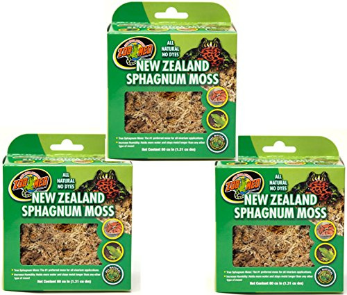 Zoo Med (3 Pack) New Zealand Sphagnum Moss All Natural No Dyes 80 Cubic Inches