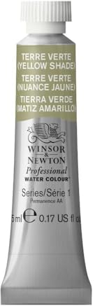 Winsor & Newton 0102638 Professional Aquarellfarbe, lebendige Wasserfarben in Künstlerqualität, hohe Farbbrillanz & Leuchtkraft, lichtecht, Archivqualität, 5ml Tube - Grüne Erde (Gelbton)
