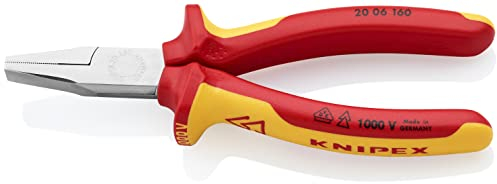 KNIPEX Pinza per meccanica a becchi piatti diritti isolamento 1000V, 160 mm, 20 06 160