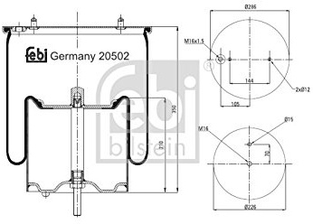 febi bilstein 20502 Luftfederbalg mit Stahlkolben, 1 Stück