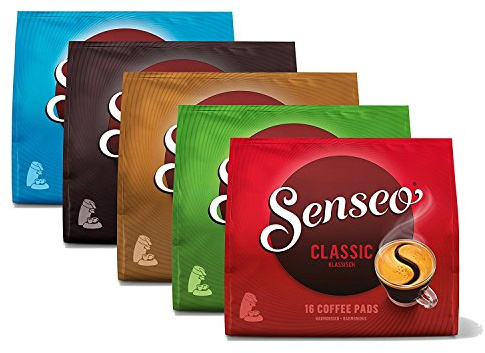 Senseo Kaffeepads Klassisch Set, neues Design, 5 verschiedene Sorten, 5 x 16 Pads