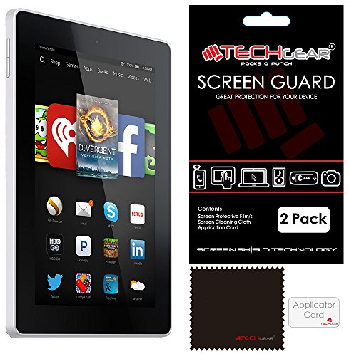 TECHGEAR [Pack of 2] Screen Protectors for Amazon Fire HD 7/7 inch (2014 Edition / 4th Gen / HD7) - Premium Clear Lcd Screen Protector Covers (Not For Older Generation Amazon Tablets!)