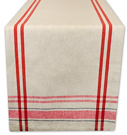 DII Tischläufer im Landhausstil, gestreift, französischer Stil, 35,6 x 274,3 cm, Taupe/Rot