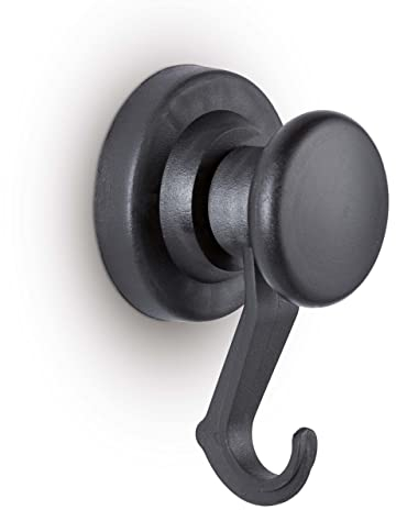 MAUL Neodym Magnet mit Karussell-Haken | Magnet mit hoher Haftkraft (10 kg) für einen vielseitigen Einsatz | Magnet stark mit Haken für Schlüssel, leichte Tasche | Ø 53 mm | Schwarz