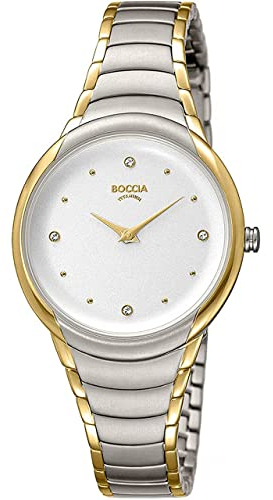 Boccia Damen Analog Quarz Uhr mit Titan Armband 3276-10