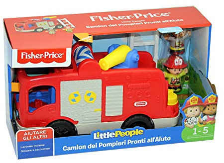 Fisher-Price Little People - Camion dei Pompieri, Playset Veicolo con Luci, Canzoncine e Frasi, Include Due Personaggi, Una Scala Ed Elementi Girevoli, Giocattolo per Bambini, 1+ Anni, Fpv32