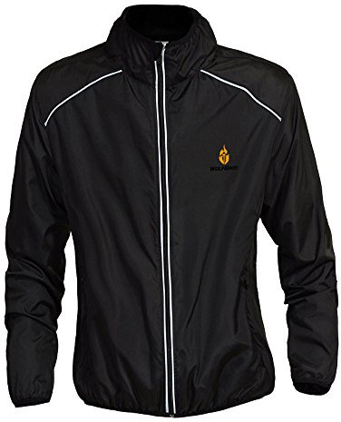 WOSAWE Herren Fahrradjacke Winddichte Wasserabweisend MTB Mountainbike Jacket Für Radfahren, Joggen, Wandern (Schwarz XXXL)