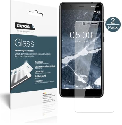 dipos 2x Displayschutzfolie 9H klar für Nokia 46027 | Bricht und splittert nicht, kein Echtglas, Anti-Shock, passt perfekt, kratzfest, blasenfrei, hüllenfreundlich, selbstklebend