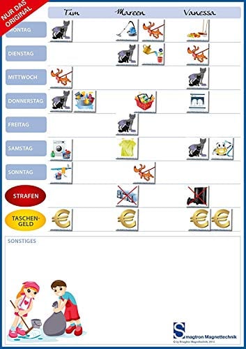 Magnetischer DIN-A3 Familienplaner | Familienkalender | Belohnungssystem | Wochenplaner + 22 Plättchen