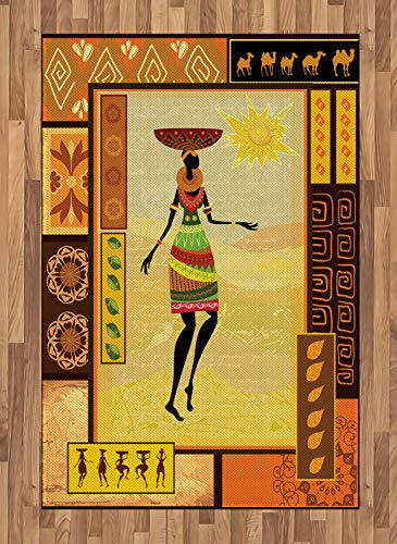 ABAKUHAUS Afro Teppich, Stammes-ethnische Folklorik, Deko-Teppich Digitaldruck, Färben mit langfristigen Halt, 120 x 180 cm, Mehrfarbig