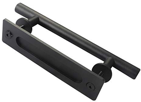 IFOYO Barn Door Handles, Stainless Steel Sliding Door Handles Push and Pull Set Handle Hardware Set for Barn Doors, Closet Doors, Garden Sheds, Black