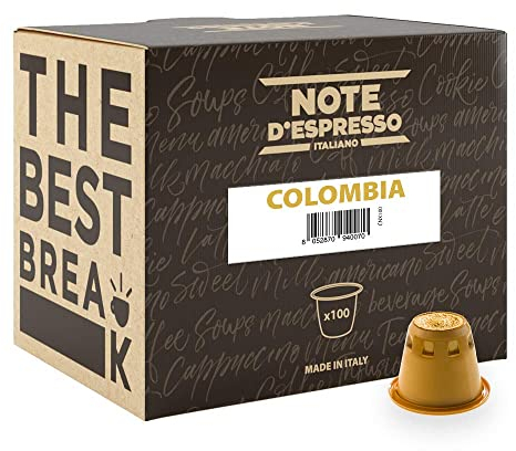 Note d'Espresso - Colombia - Cápsulas de Café - Compatibles con Cafeteras NESPRESSO* - 100 caps