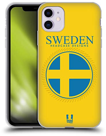 Head Case Designs Sweden Swedish Sverige Flag Fahne Flicken 2 Gel Handyhülle Hülle [Militärischer Schutzgrad] Kompatibel mit Apple iPhone 11