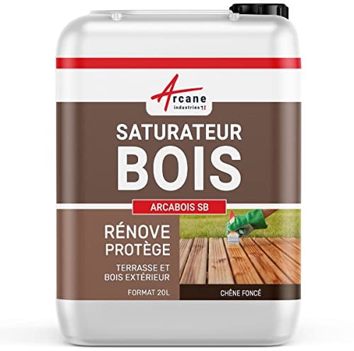 Saturateur, bois, pour terrasse, bardage, extérieur : Arcabois SB - 20 L (jusqu'à 100 m²) Chêne Foncé - Teinte Marron - ARCANE INDUSTRIES
