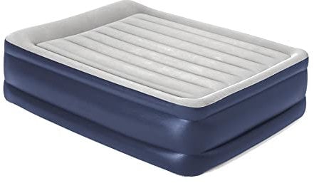 Hi-Gear High Rise Flock King Size Airbed with Built-in Mains Powered Pump & Raised Pillow, Adults & Kids, Spacious, Comfortable & Inflatable Mattress, Ideal for Family Camping Trips, Carry Bag, Navy