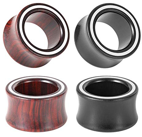 COOEAR 2 Paar Holzohrmessgeräte Ösenohr-Tunnel Elegante Stecker Muschel Kreis Stil Ohrringe Bahre.
