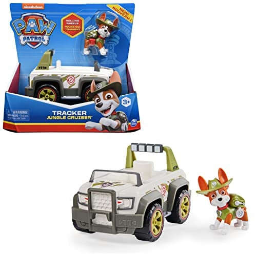 Paw Patrol, Tracker’s Jungle Cruiser Vehicle with Collectible Figure, for Kids Aged 3 and up