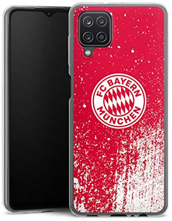 Slim Case kompatibel mit Samsung Galaxy A12 Silikon Handyhülle transparent Hülle extra dünn FC Bayern München Offizielles Lizenzprodukt FCB