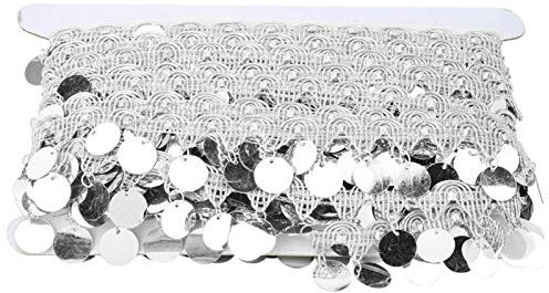 10 Yards Pailletten Quaste Rock Bauchtanz Quaste Bauchkette Runde Münze Hüfttuch Kostüm Pailletten Taille Kettenwickel(23 * 12 * 2cm-Silber)