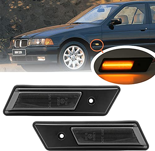 NSLUMO Seitenblinker-Set, bernsteinfarben, Blinker, Rauchglas, kompatibel mit BMW E36 M3 316 318 318 320 325 318 325 318 325 325