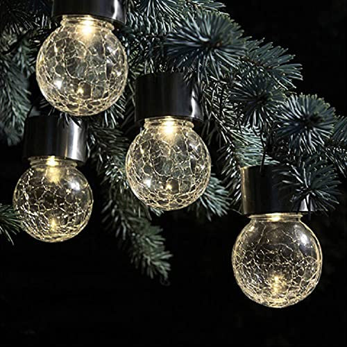 Domybest 1pcs Lumière de Jardin Solaire Lampe Solaire Suspendue à LED Boule en Verre Craquelé Lampes Solaires Exterieures Jardin étanche pour Jardin Cour Extérieur Intérieur
