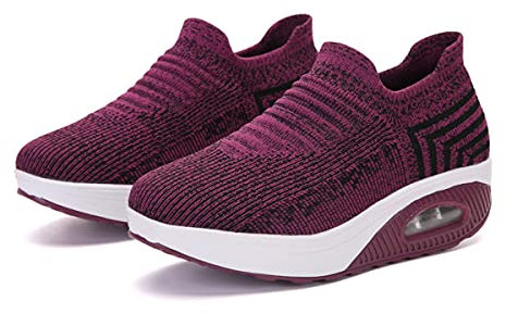 DEBAIJIA Mujer Zapatillas de Deportivos Sneakers Running Malla Casuales Zapatos Atléticos Calzado Correr Transpirable Antideslizante EU 37 Morado Oscuro