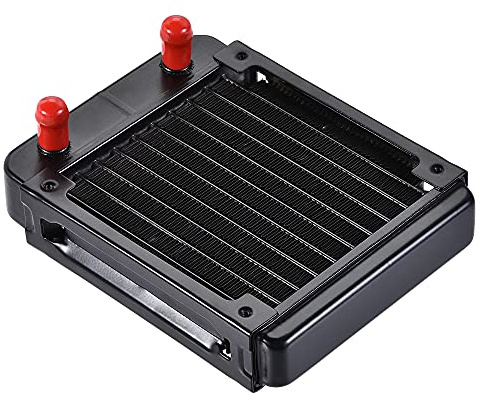 sourcing map Wasserkühlung Kühler für PC CPU 155mm x 120mm x 32mm mit 10 Aluminiumrohren