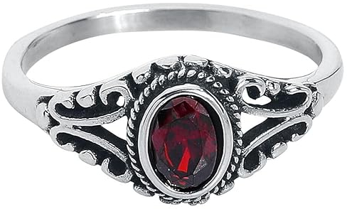 etNox Ruby Frauen Ring silberfarben M Edelstahl Geschenke, Gothic, Rockwear