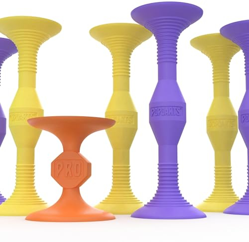 Popdarts Original-Spielset (Lila und Gelb) – Saugnapf-Wurfspiel für drinnen und draußen – Wettbewerb mit einem POP