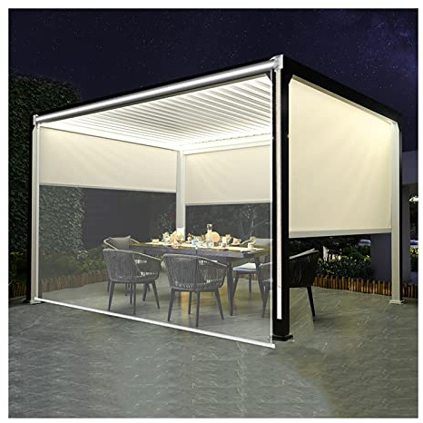 QWEASDF Transparent PVC Roller Blind,Clear Waterproof Roller Shade with Fittings, Outdoor Pergola Rainproof Curtain, Windproof, Dust-proof, for Home Office Window Balcony Patio,160x220cm/62.9x86.6in