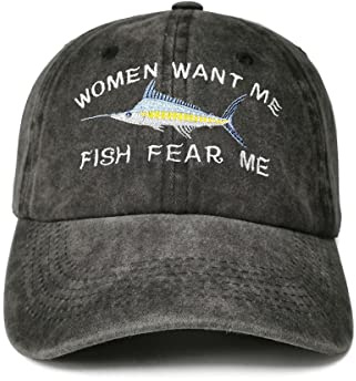 Enodtter Bestickte Frauen-Baseballmützen mit Aufschrift Want Me Fish